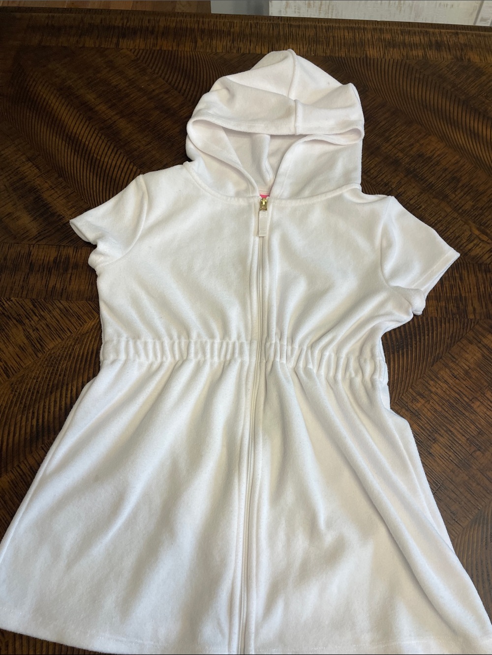 Lilly Pulitzer White Hooded Zip Cover-up with Pink Label